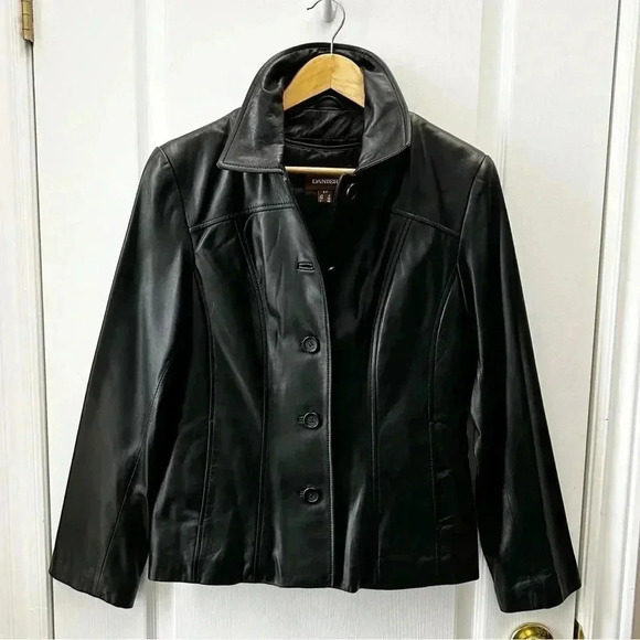 Danier Black Leather Jacket Blazer Button Front  Insulated Removable Liner Small - Picture 5 of 16